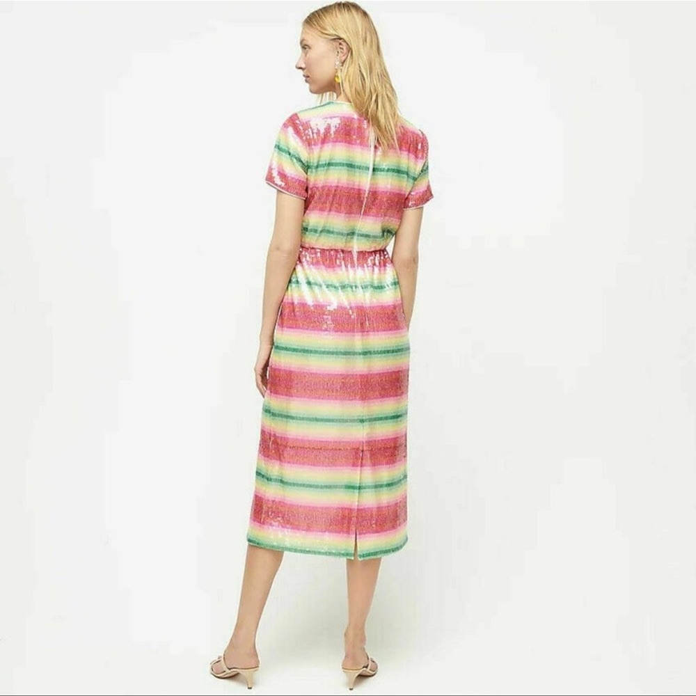 JCrew sequin midi dress NWT pink and green Sequin Dress